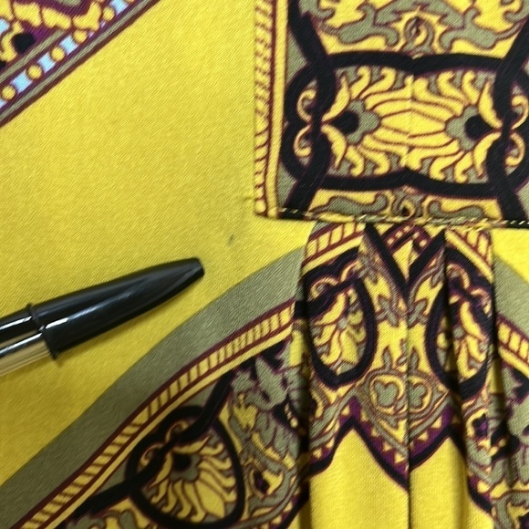 Hale Bob Bright Paisley Pattern Gold Long Sleeve Dress Sz S SPOT - Picture 3 of 6